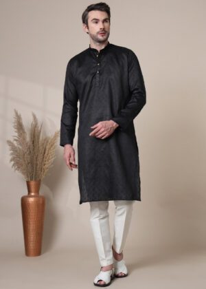 Men’s Premium Cotton Blend Jacquard Kurta – Ethnic Festive & Casual Wear