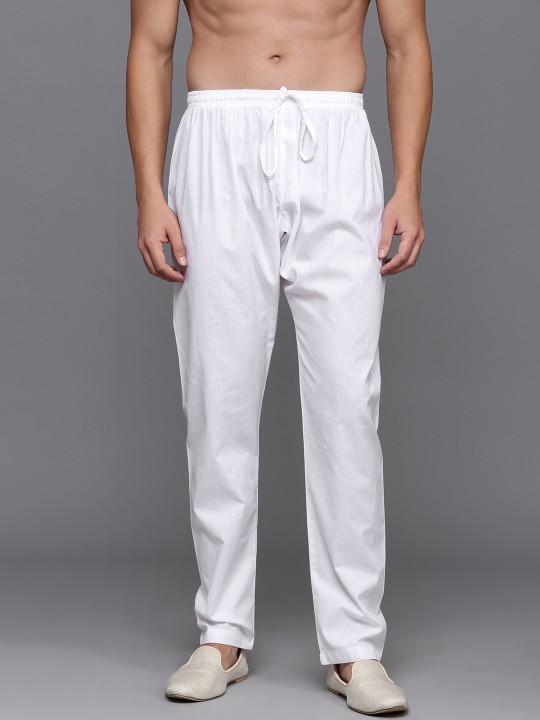 Men's Pure Cotton White Pajama - White