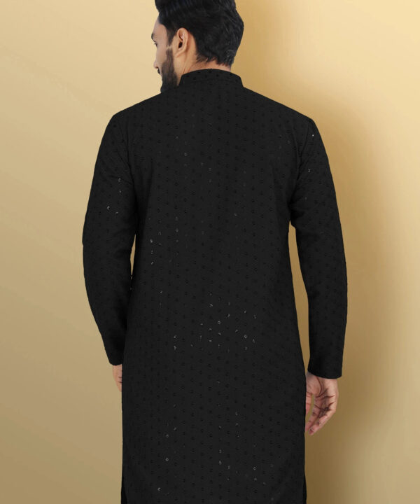 VeBNoR__Men_Self_Design_Jacquard_Straight_Kurta___Black__2