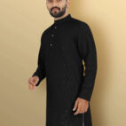 VeBNoR__Men_Self_Design_Jacquard_Straight_Kurta___Black__4