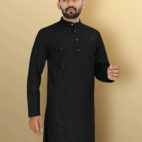 VeBNoR__Men_Self_Design_Jacquard_Straight_Kurta___Black__5