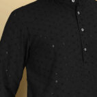 VeBNoR__Men_Self_Design_Jacquard_Straight_Kurta___Black__6