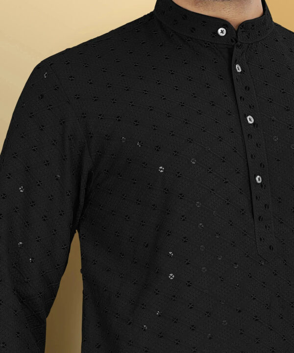 VeBNoR__Men_Self_Design_Jacquard_Straight_Kurta___Black__6