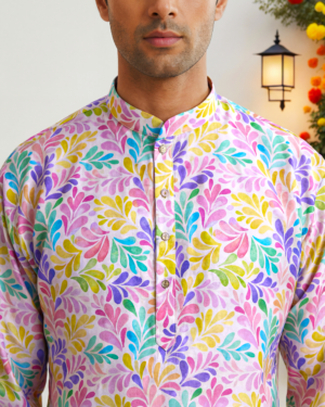 Men’s Printed Cotton Kurta for Holi | Adhirajan - Colour 2