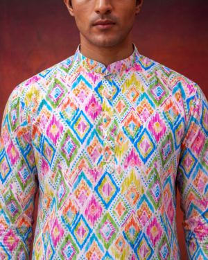 Men’s Printed Cotton Kurta for Holi | Adhirajan - Colour 3