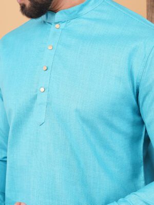 Men Micro Checks Grid Printed Cotton Kurta | Adhirajan