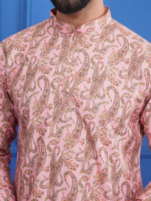 Men Royal Paisely Printed Cotton Kurta | Adhirajan