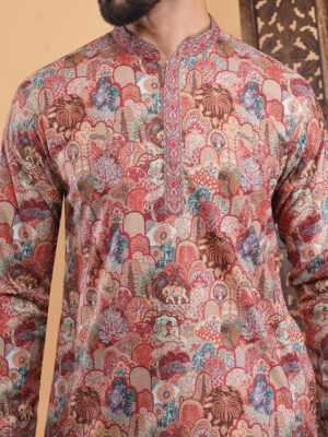 Men Heritage Story Printed Cotton Kurta | Adhirajan