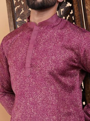 Men Luxury Arabesque Printed Cotton Kurta | Adhirajan