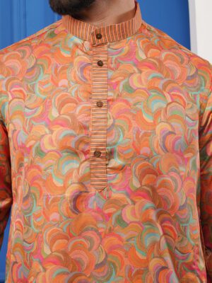 Men Swril Retro Printed Cotton Kurta | Adhirajan