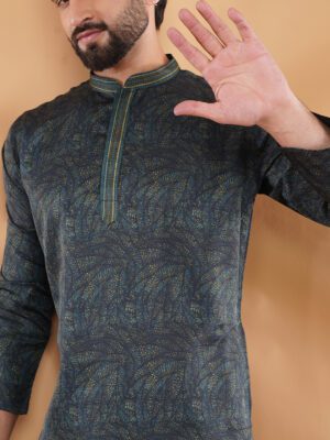 Men Festive Pattern Printed Cotton Kurta | Adhirajan