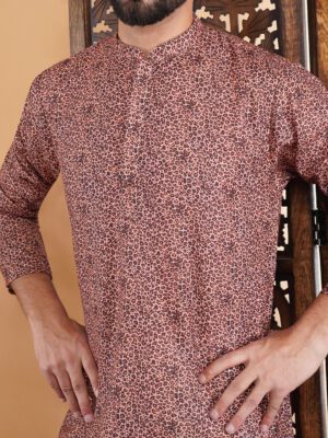 Men Leopard Print Designer Printed Cotton Kurta | Adhirajan