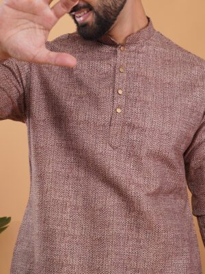 Men Premium Texured Printed Cotton Kurta | Adhirajan