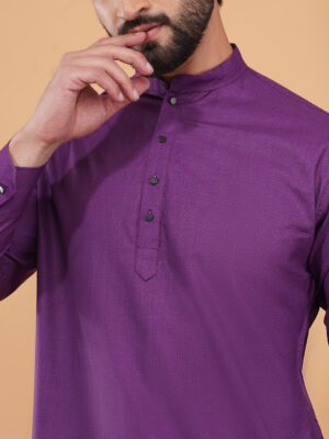 Men Elegant Zig Zag Weave Printed Cotton Kurta | Adhirajan