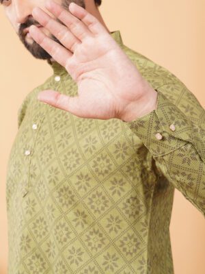 Men Ethnic Jaipuri Printed Cotton Kurta | Adhirajan