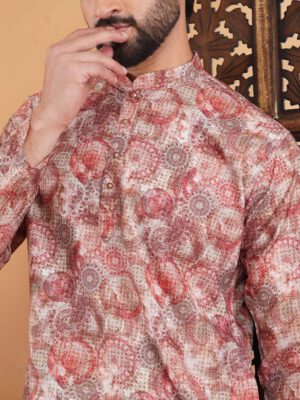Men Desert Heritage Antique Printed Cotton Kurta | Adhirajan